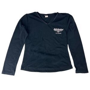 Vintage Harley Davidson Cafe Las Vegas Fleece Embroidered Top